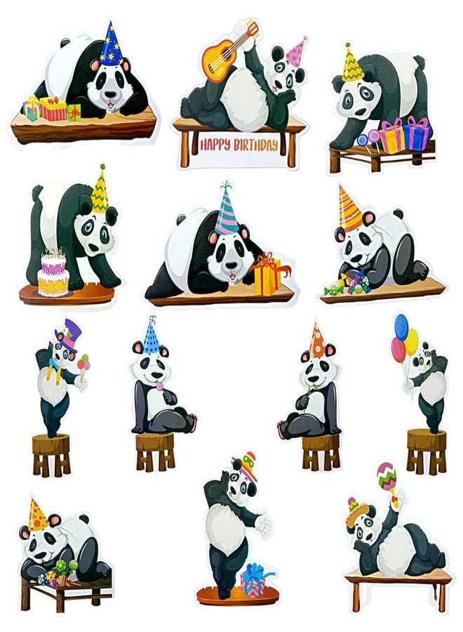 FI - FLICK IN 22 pc Panda Banner & Cutouts - Face Foil Star Panda Foil Balloons Black & White Baby Panda Birthday Party Decoration (Pack of 22, Multicolor) - Image 3